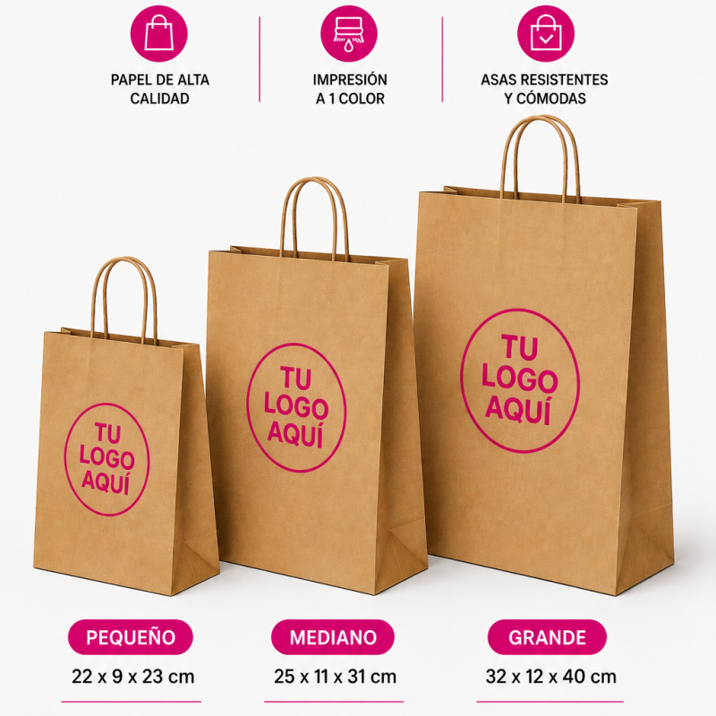BOLSAS MARRÓN PERSONALIZADAS UN COLOR