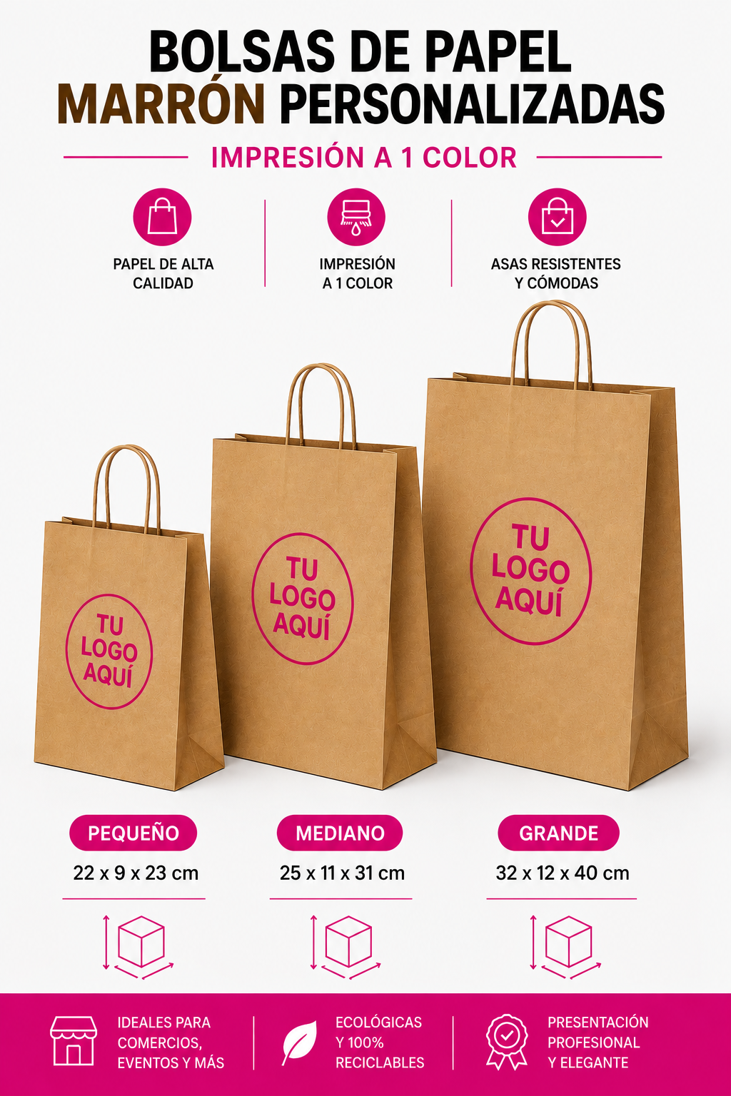BOLSAS MARRÓN PERSONALIZADAS UN COLOR