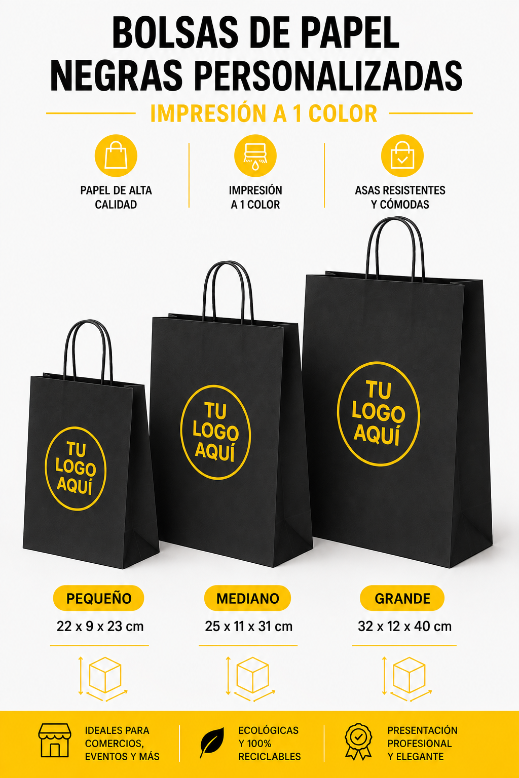 BOLSAS NEGRAS PERSONALIZADAS UN COLOR