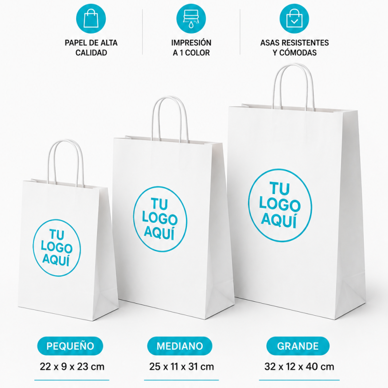 BOLSAS BLANCAS PERSONALIZADAS UN COLOR