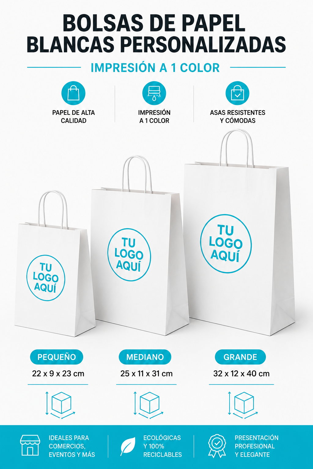 BOLSAS BLANCAS PERSONALIZADAS UN COLOR